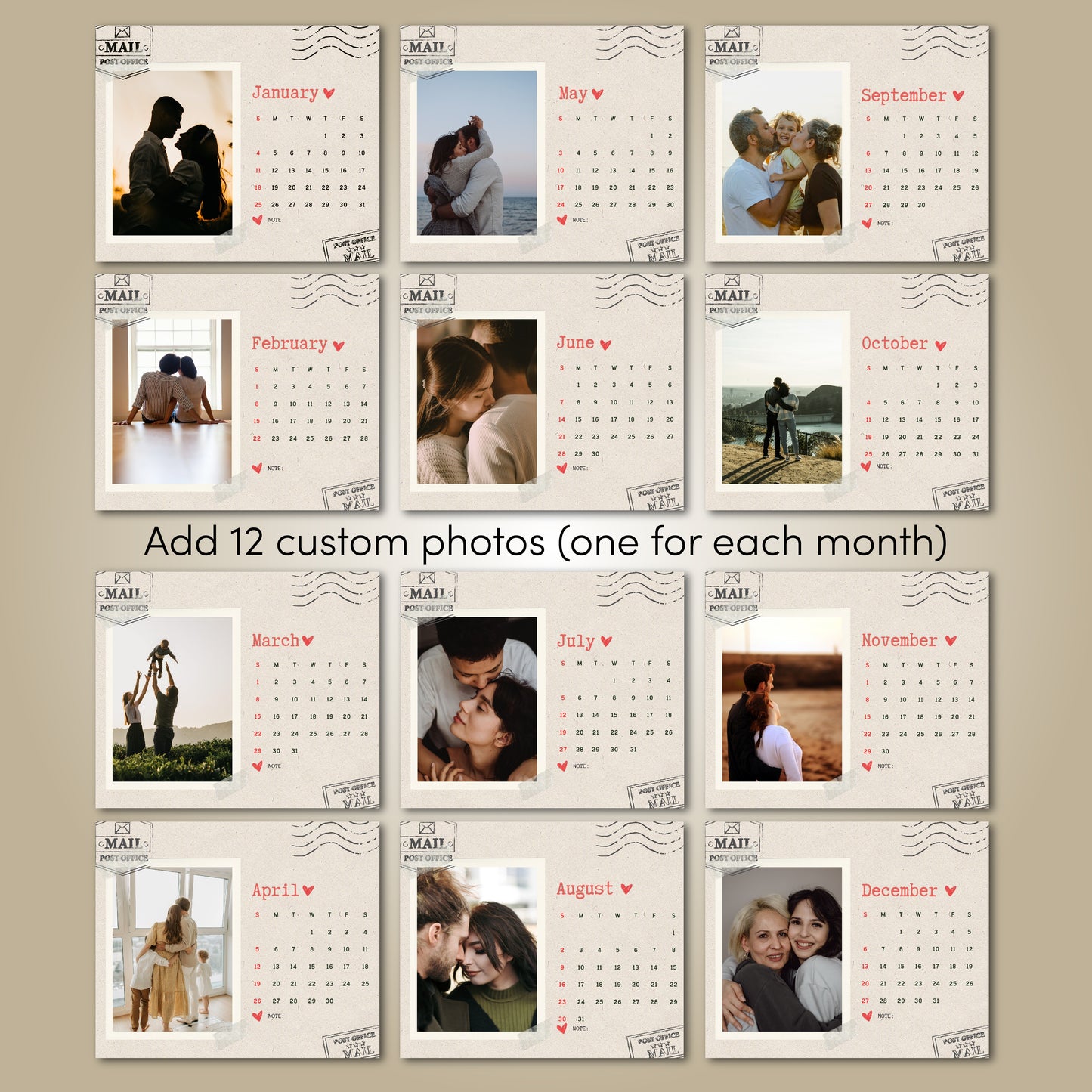 Postal Theme Customized Calendar 2026