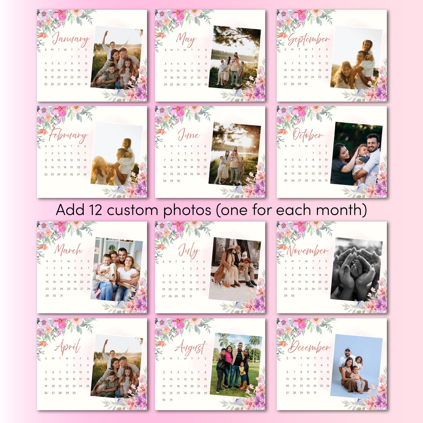 Floral Theme Customized Calendar 2026